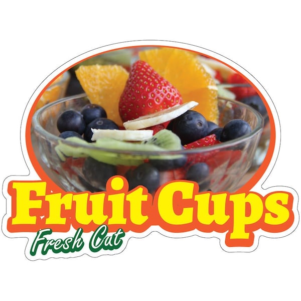 Signmission Fruit Cups Decal Concession Stand Food Truck Sticker, 16" x 8", D-DC-16 Fruit Cups19 D-DC-16 Fruit Cups19 - main